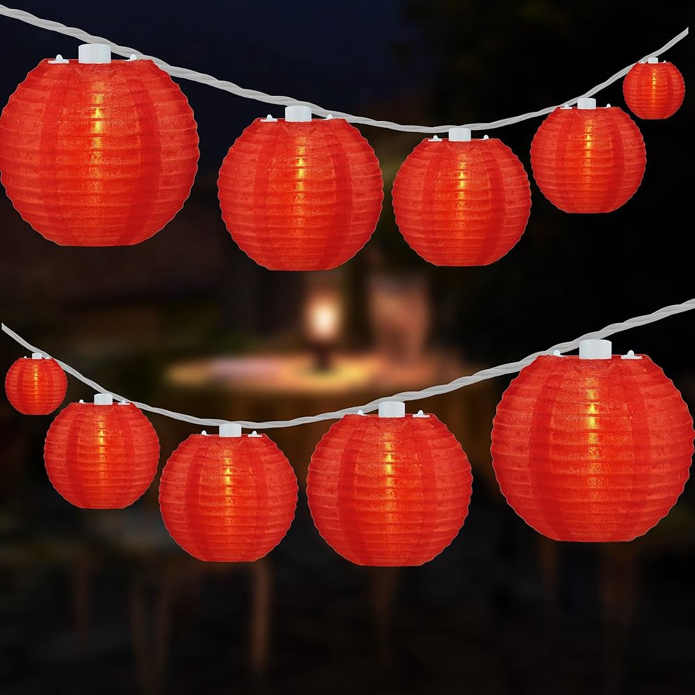HOSY 10 Count Lantern with 11' White Wire String Lights, 12